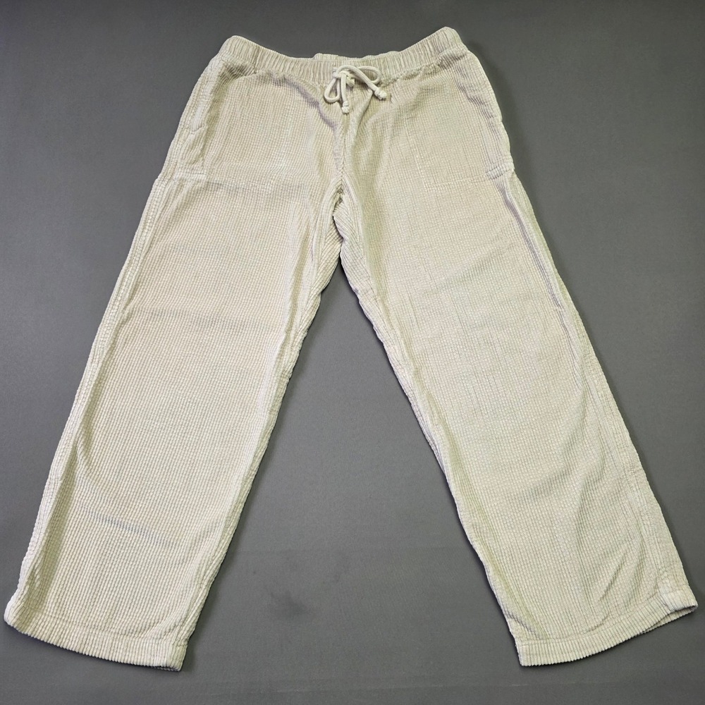 Aerie Corduroy Lounge Pants Cream Off White Elastic Waist Drawstring Medium